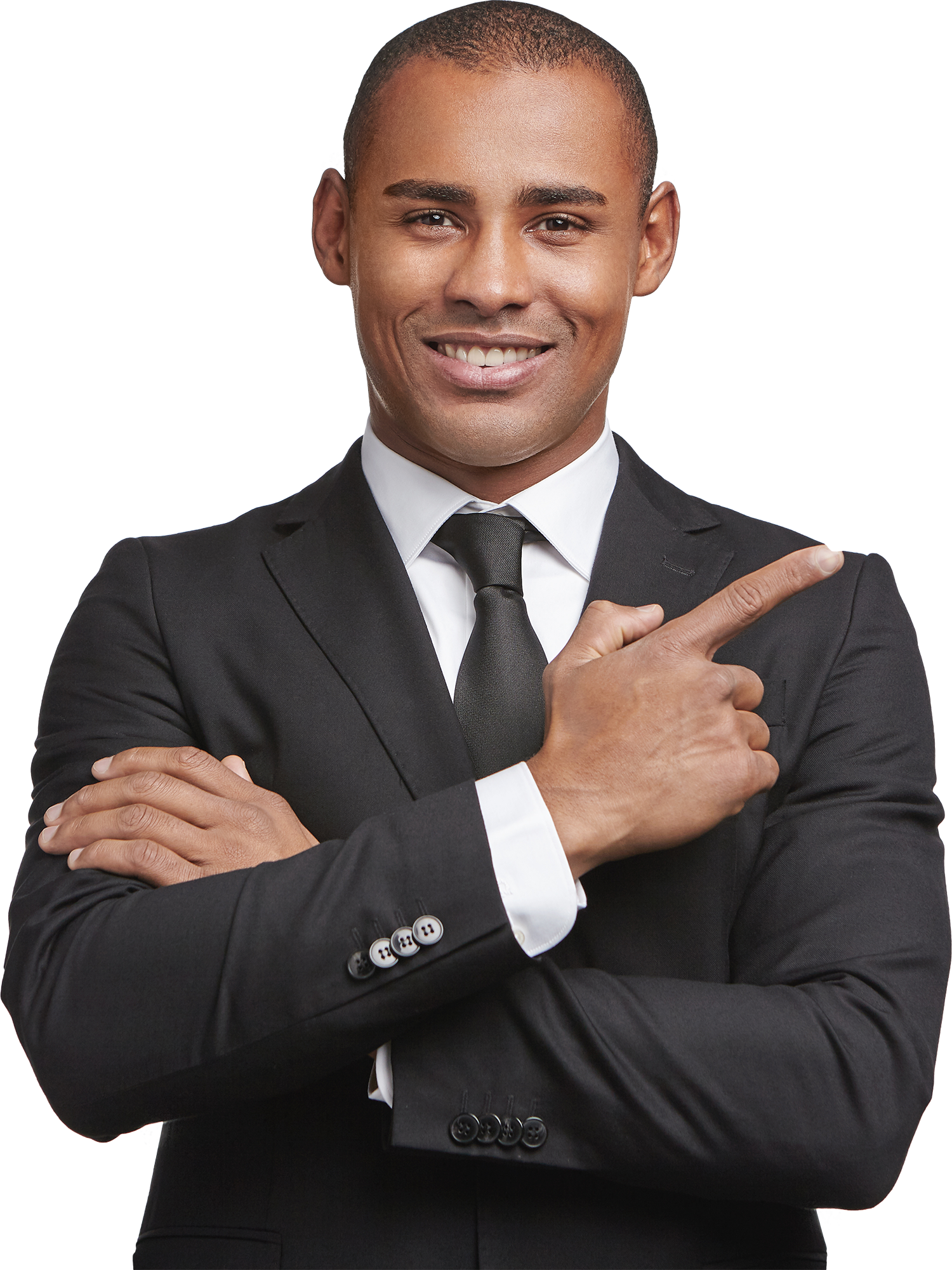 Homem confiante apontando